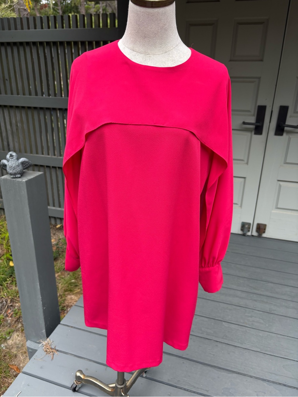 ZARA Hot Pink Silhouette Sheer Sleeve  Dress